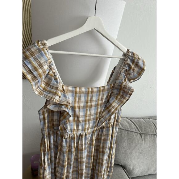 Madewell Ruffle-Sleeve Plaid Tiered Midi Dress in Plaid 14 Preppy Cottagecore - Picture 6 of 8